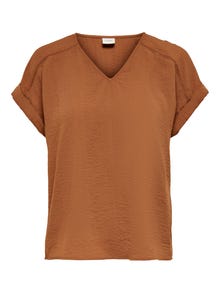 ONLY Comfort Fit Round Neck Fold-up cuffs Dropped shoulders T-Shirt -Argan Oil - 15229004