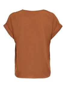 ONLY Comfort Fit Round Neck Fold-up cuffs Dropped shoulders T-Shirt -Argan Oil - 15229004