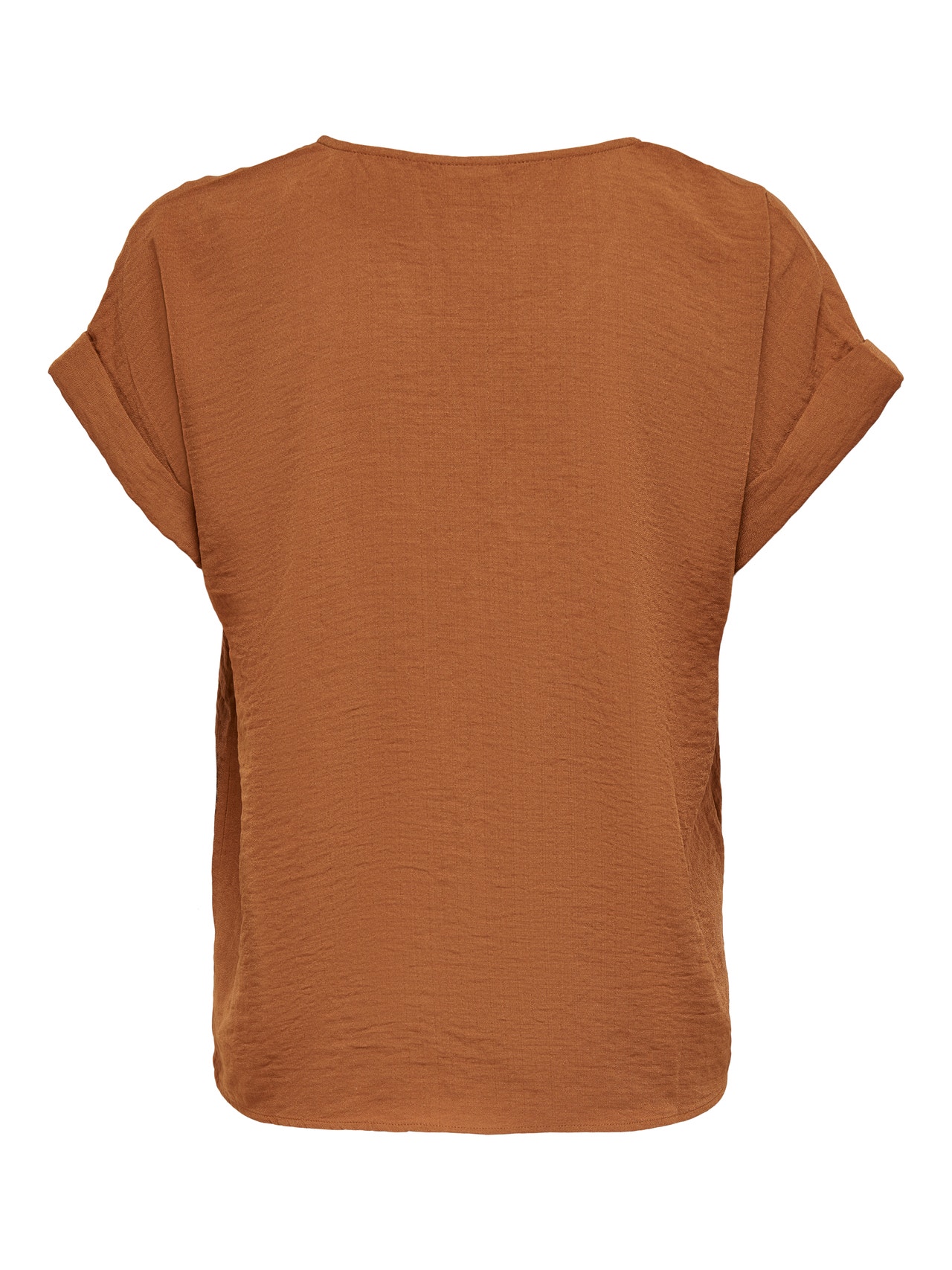 ONLY Komfort Fit Rundhals Umgeschlagene Ärmelbündchen Tief angesetzte Schulter T-Shirt -Argan Oil - 15229004