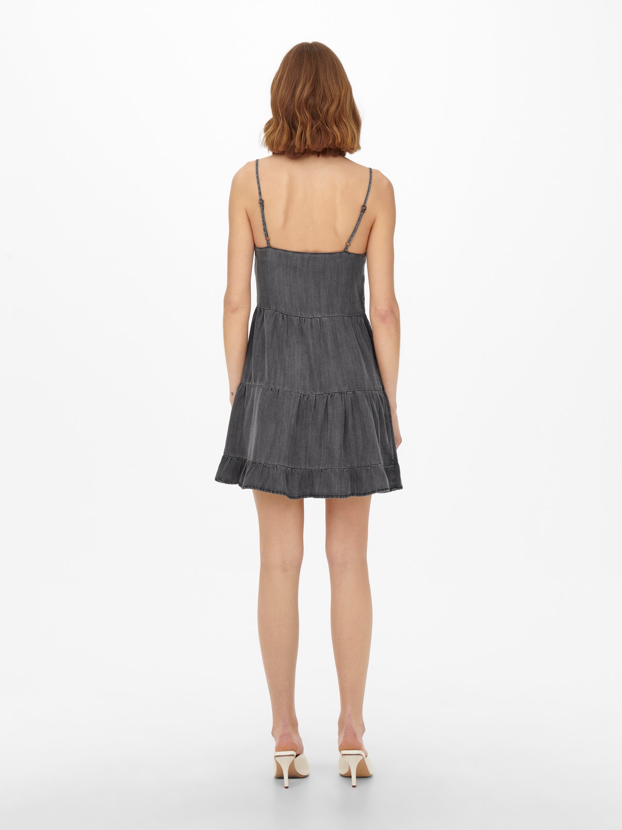 ONLY Locker geschnitten V-Ausschnitt Kurzes Kleid -Black Denim - 15229349