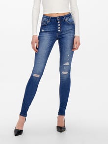 ONLY ONLBobby mid waist destroyed Skinny fit-jeans -Medium Blue Denim - 15229657