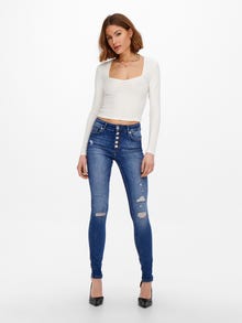 ONLY ONLBobby mid waist destroyed Skinny fit-jeans -Medium Blue Denim - 15229657