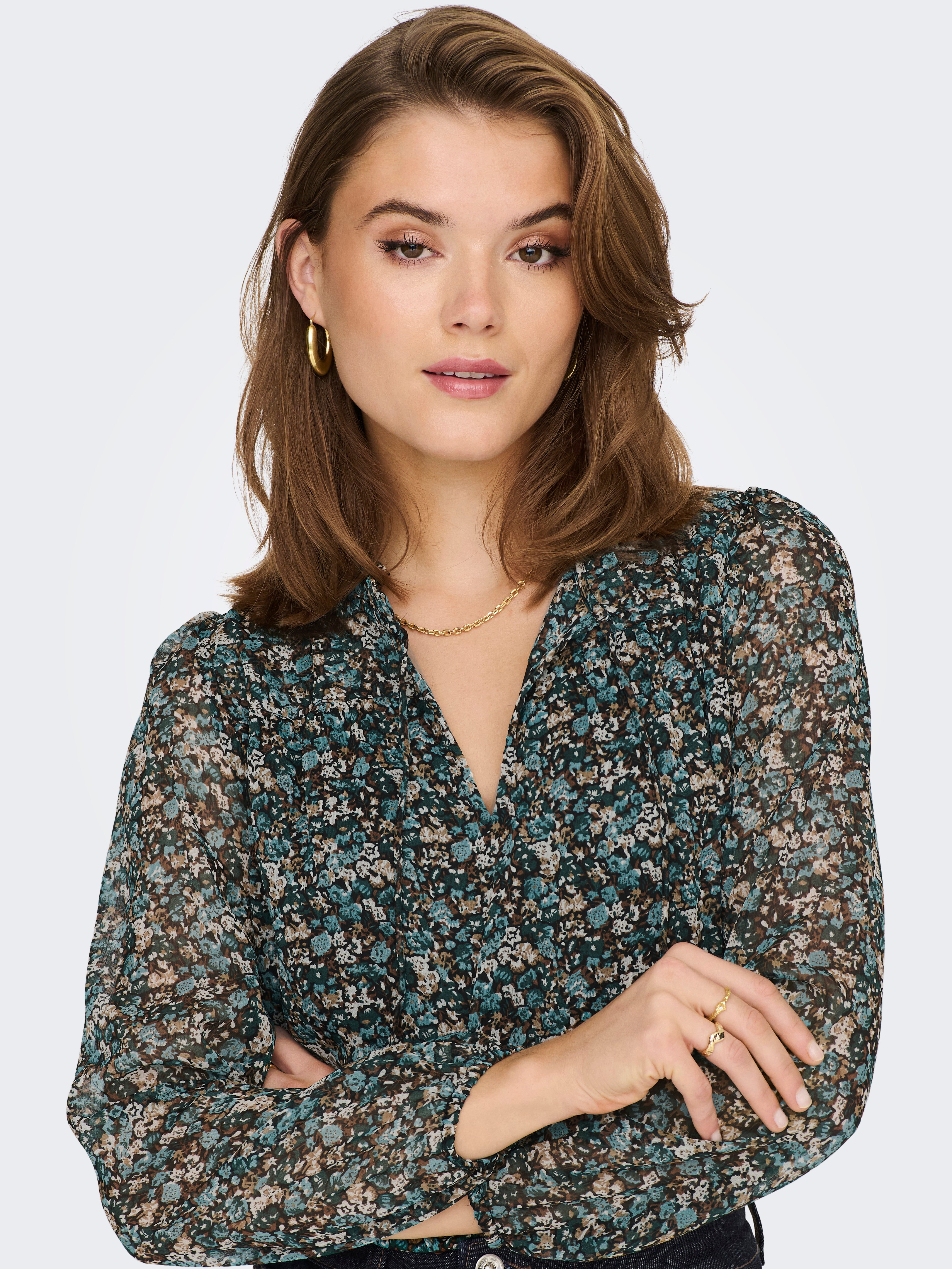 Patterned blouse deals