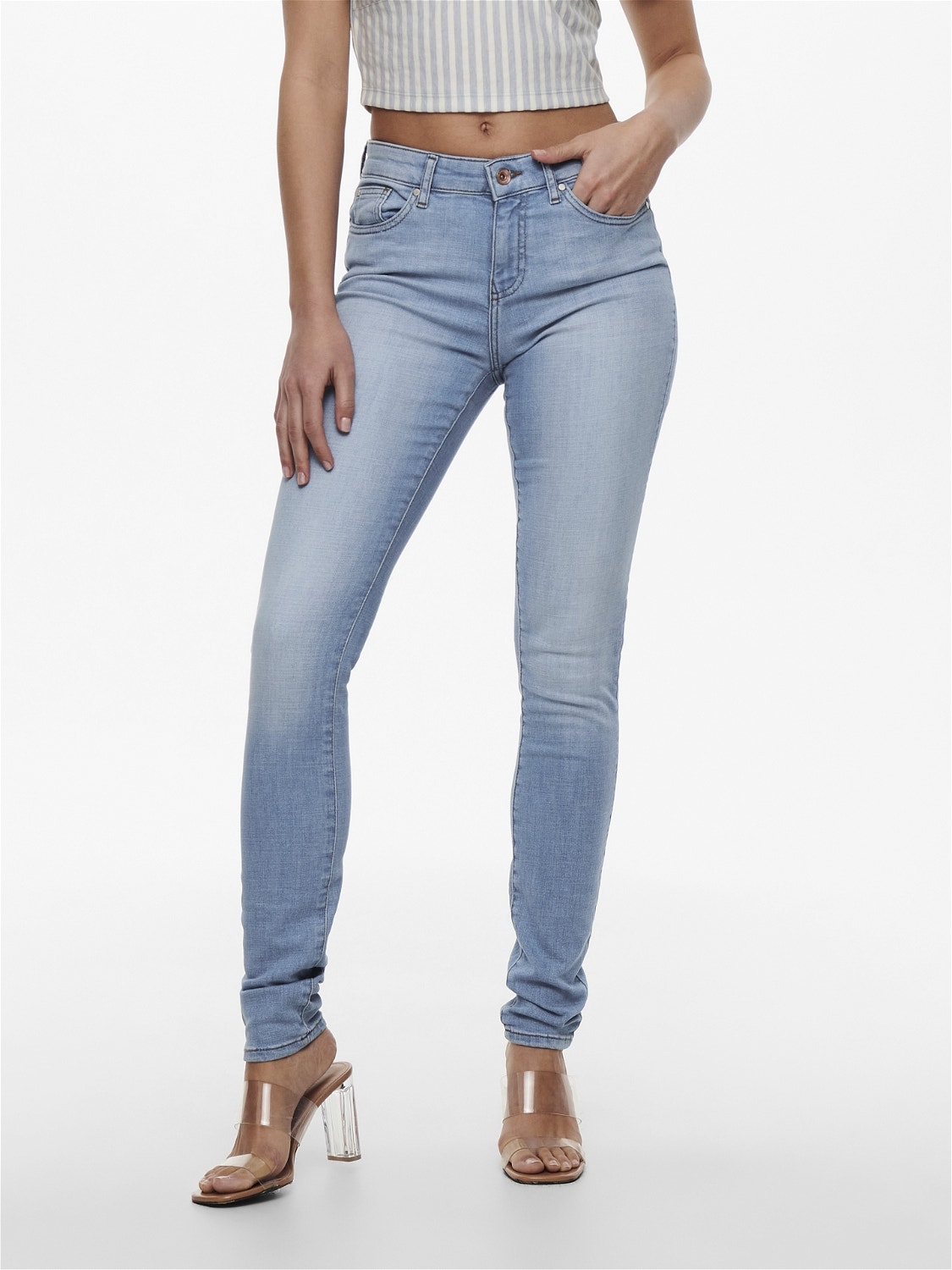 ONLY Jeans Skinny Fit Taille moyenne -Light Blue Denim - 15230030