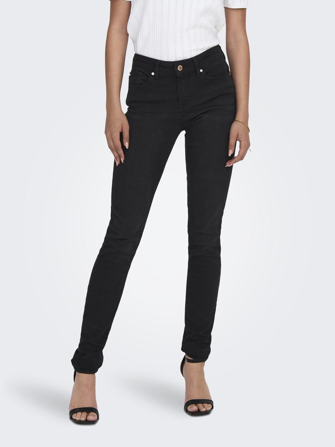 ONLY Jeans Skinny Fit Taille moyenne -Black - 15230042