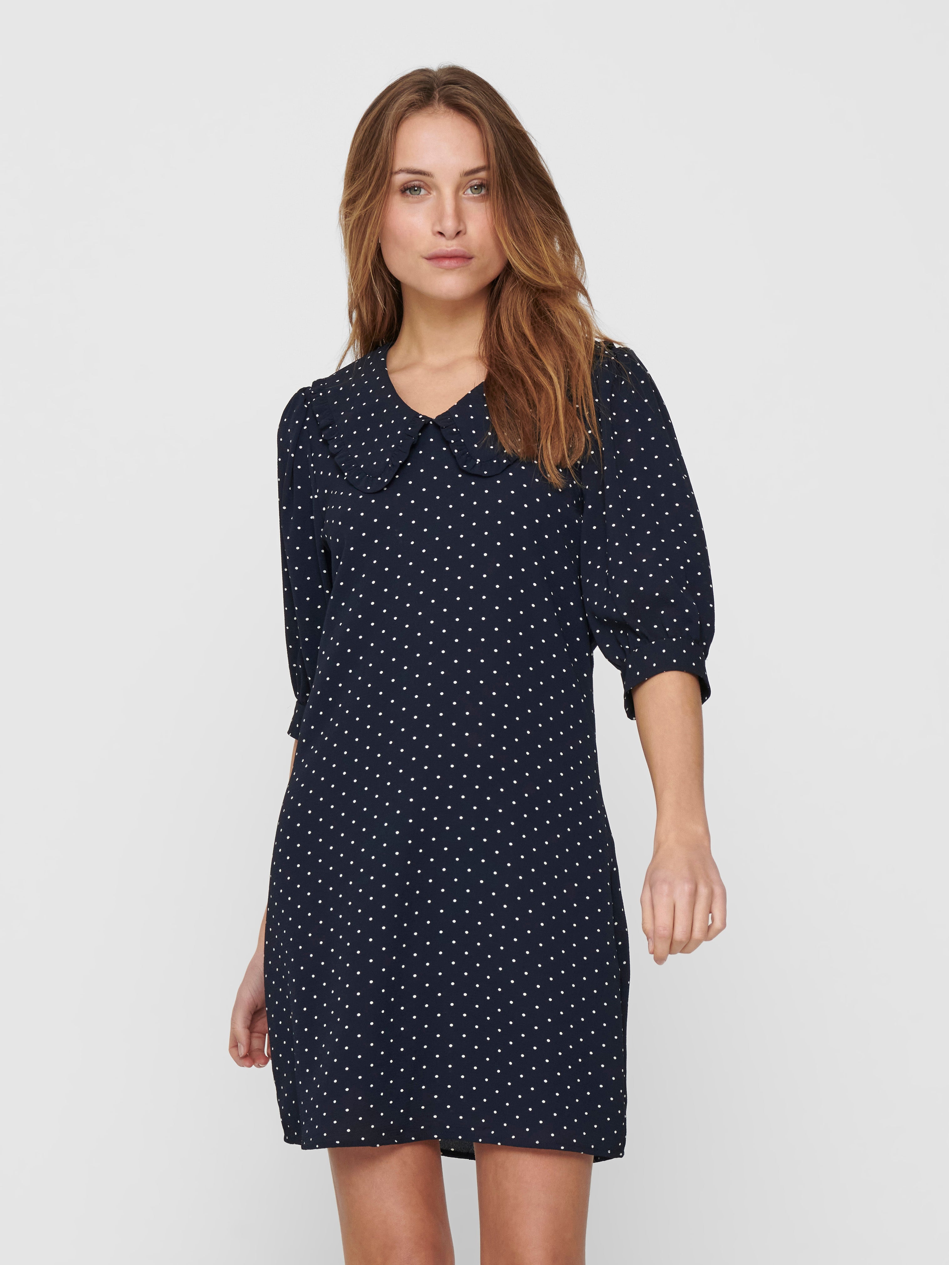 star print collar mini tea dress