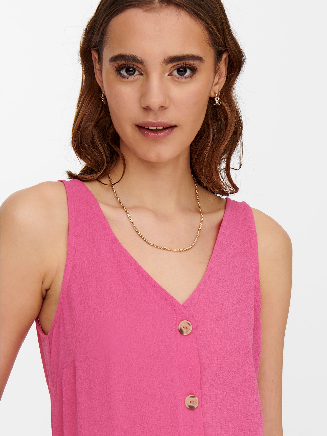 ONLY Button detail Top -Carmine Rose - 15230066