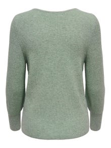 ONLY Lång V-ringad Stickad tröja -Chinois Green - 15230147