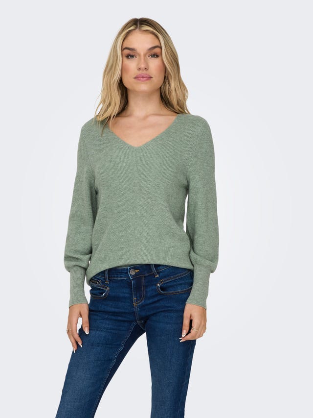 ONLY Long v-neck Knitted Pullover - 15230147