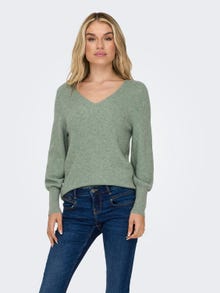 ONLY Regular Fit V-Neck Pullover -Chinois Green - 15230147