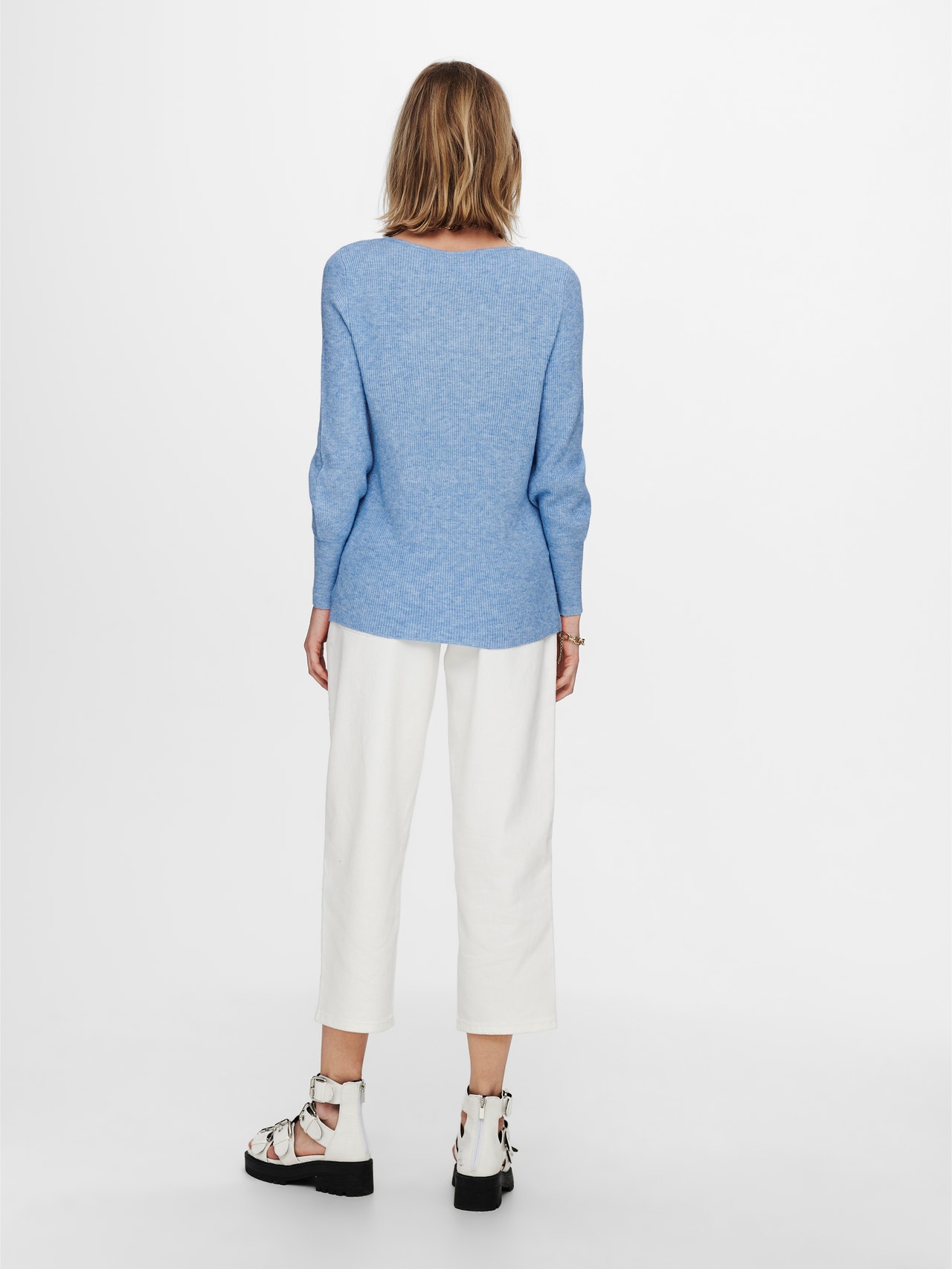 ONLY Long v-neck Knitted Pullover -Sodalite Blue - 15230147
