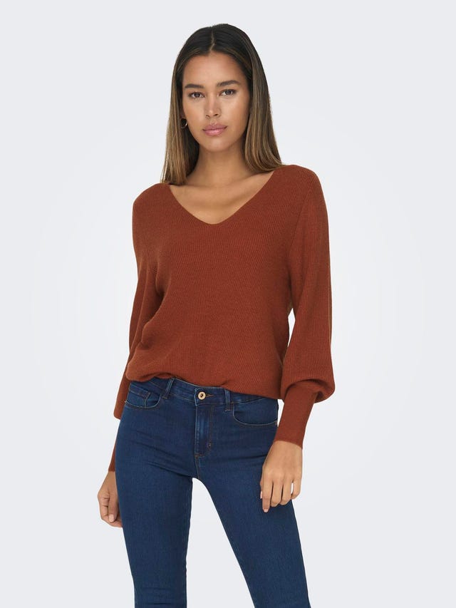 ONLY Long v-neck Knitted Pullover - 15230147