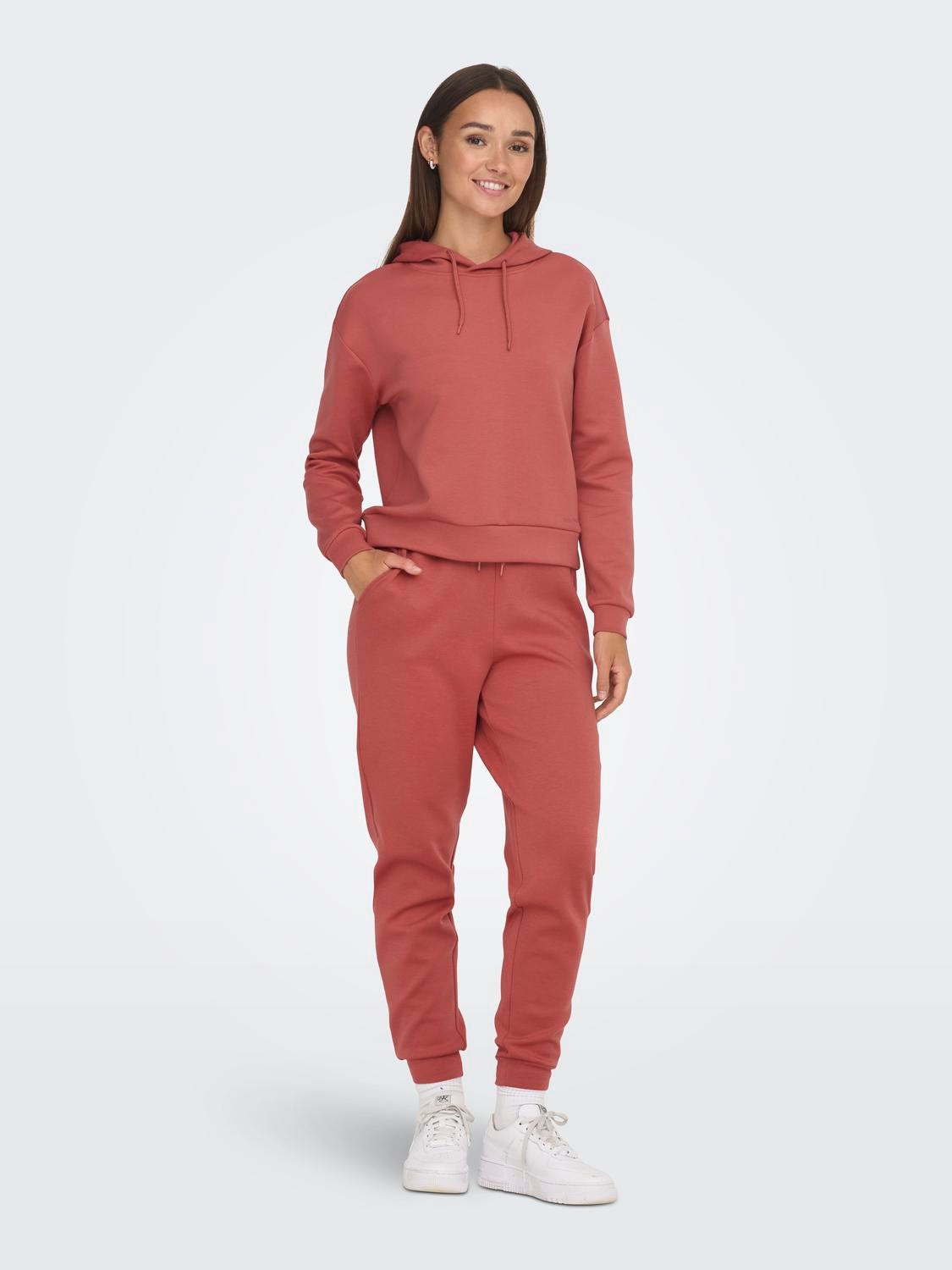 ONLY Taille haute Jogging en molleton -Mineral Red - 15230209