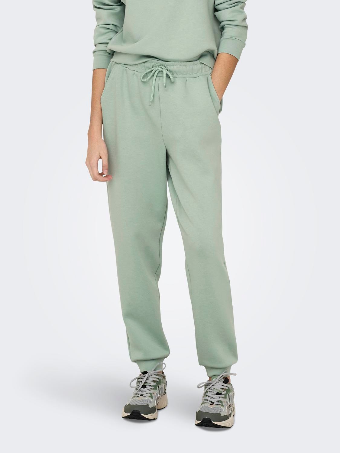 ONLY Regular Fit High waist Fitted hems Trousers -Frosty Green - 15230209