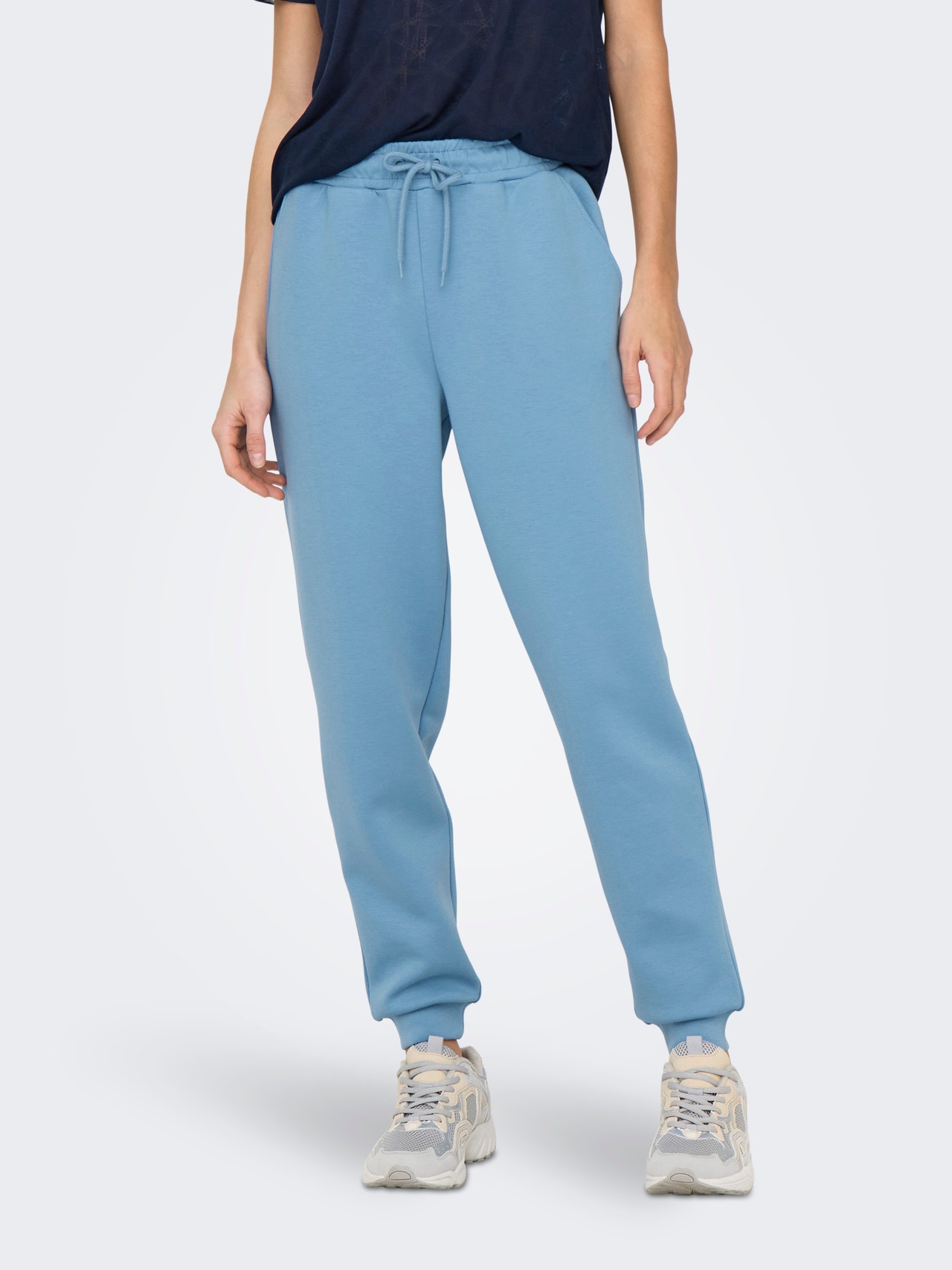 ONLY Pantalons Regular Fit Taille haute Bas ajustés -Blissful Blue - 15230209