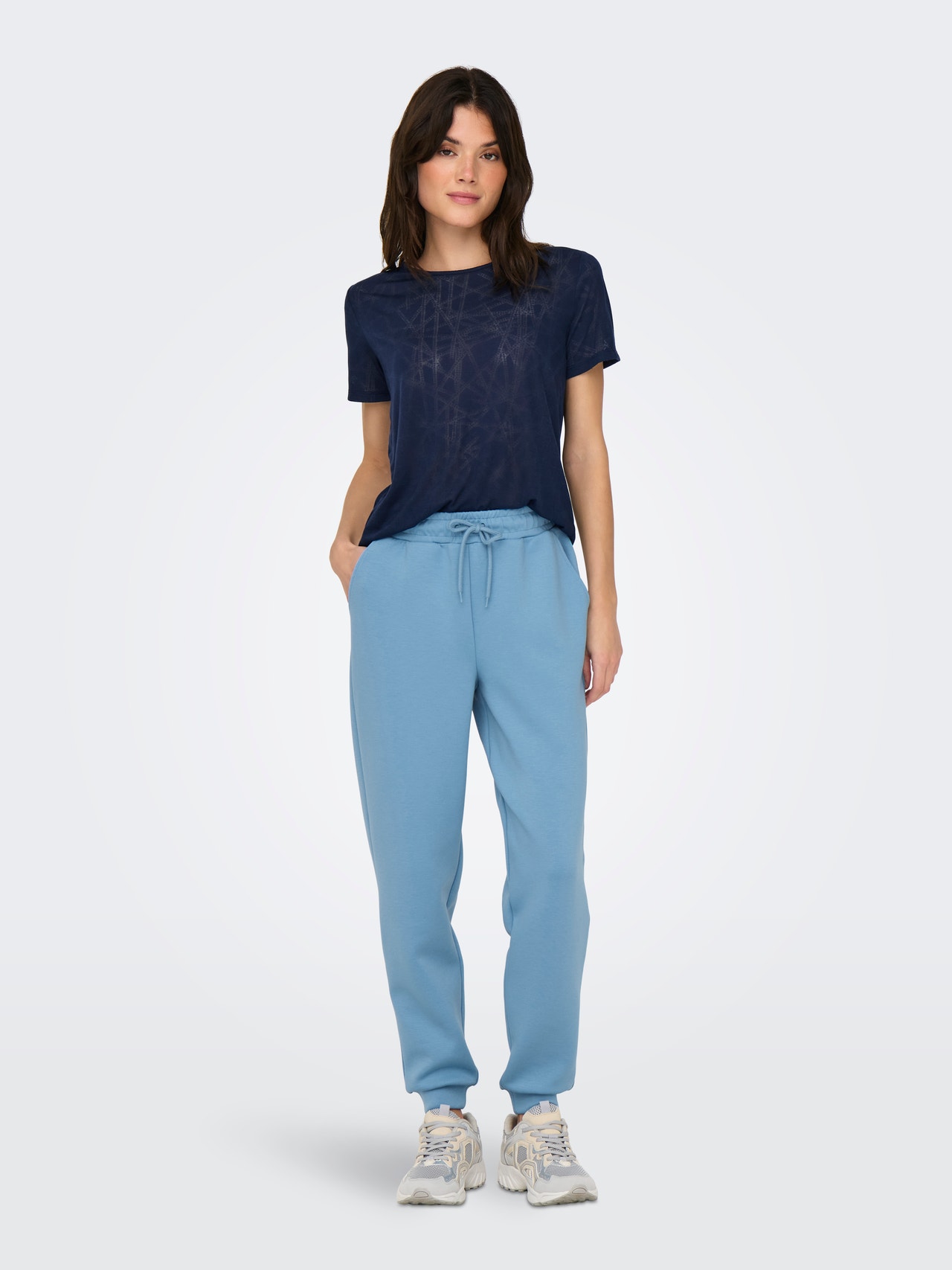 ONLY Pantalons Regular Fit Taille haute Bas ajustés -Blissful Blue - 15230209