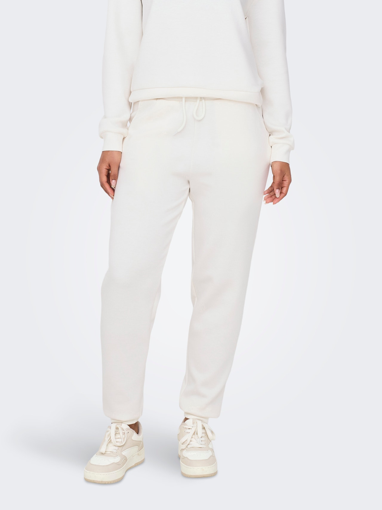 ONLY Tavapärane lõige Kõrge vöökoht Sobitatud äärised Püksid -Cloud Dancer - 15230209