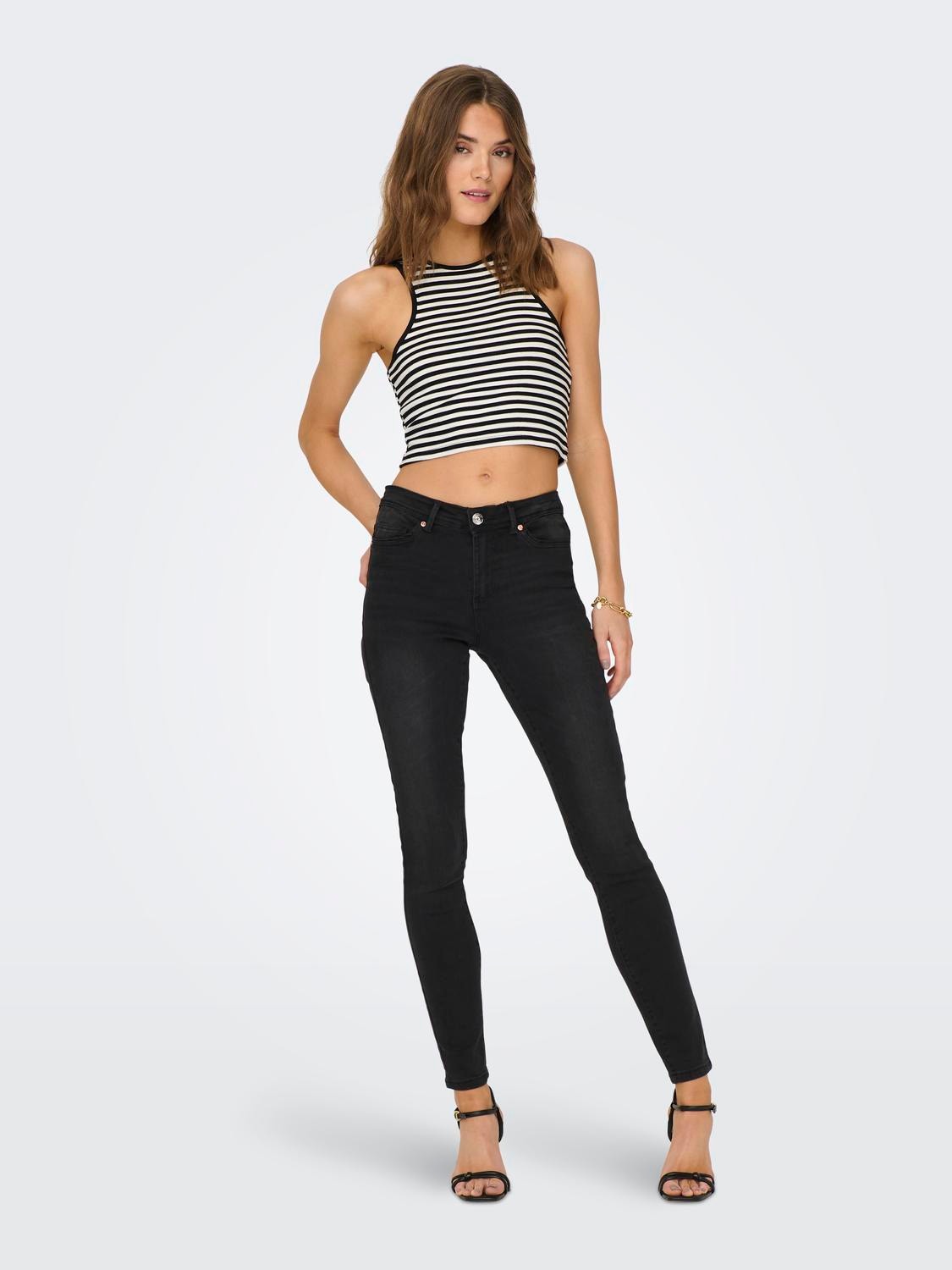ONLY Jeans Skinny Fit Taille moyenne -Washed Black - 15230459