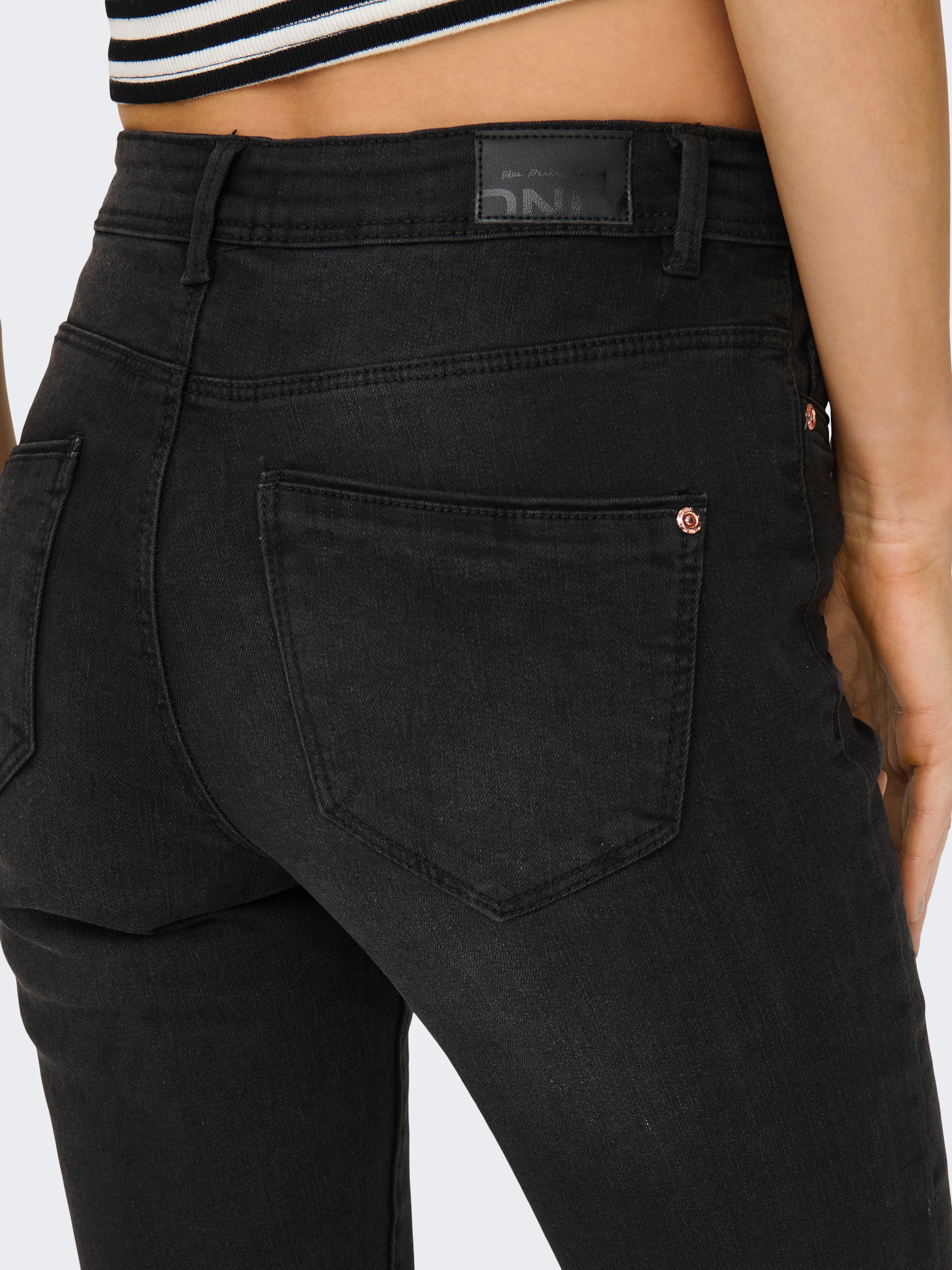 ONLWAUW Mittlere Taille Skinny Fit Jeans | Schwarz | ONLY® 