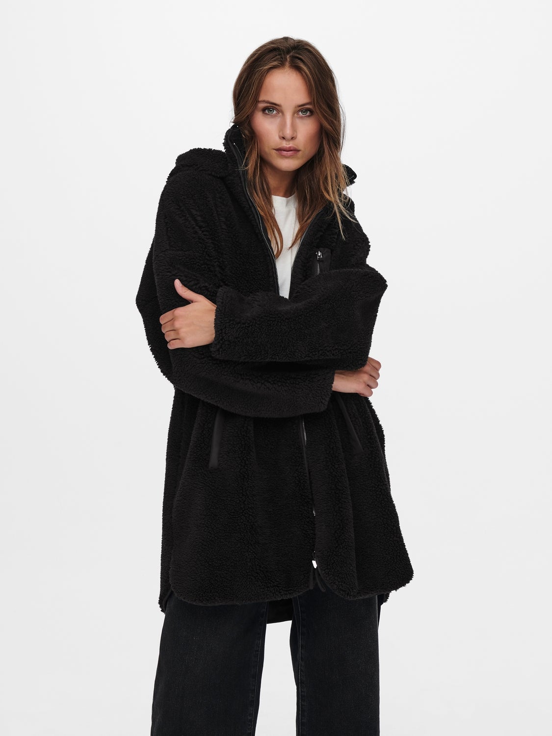 black sherpa jacket long