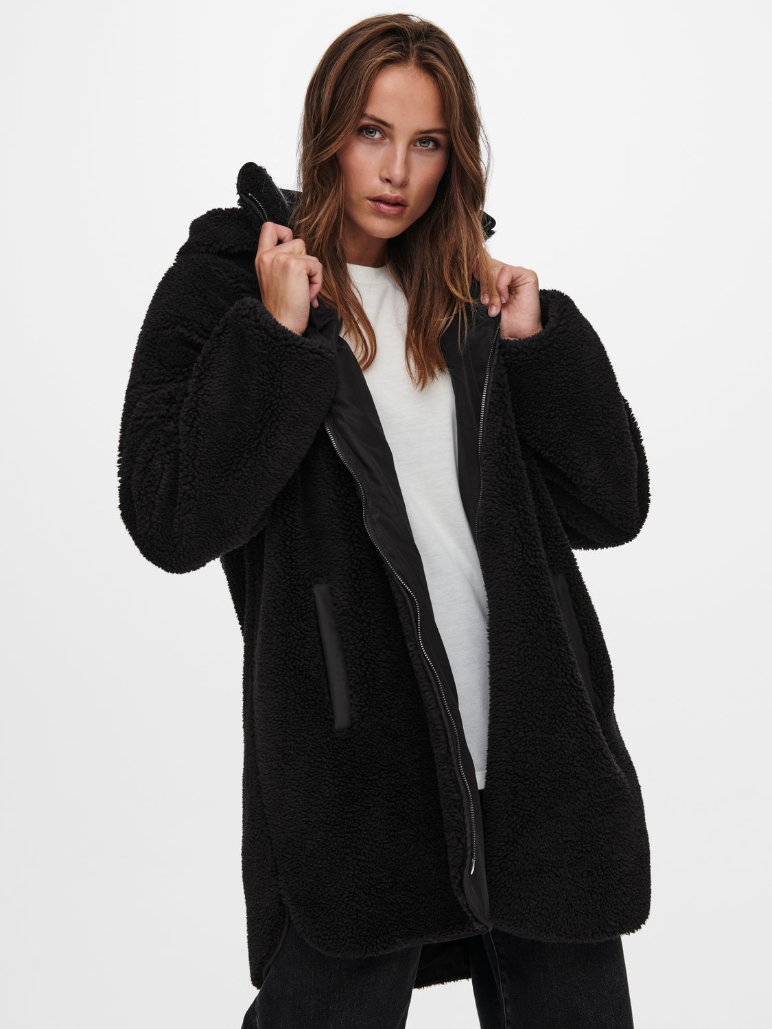 black long sherpa coat