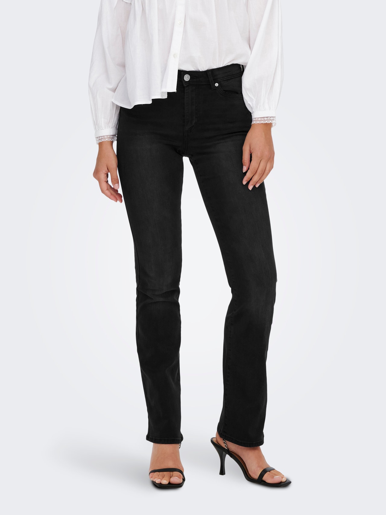 ONLY Jeans Flared Fit Taille haute -Washed Black - 15230476
