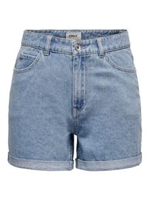 ONLY Regular fit High waist Omvouwbare zomen Shorts -Light Blue Denim - 15230571