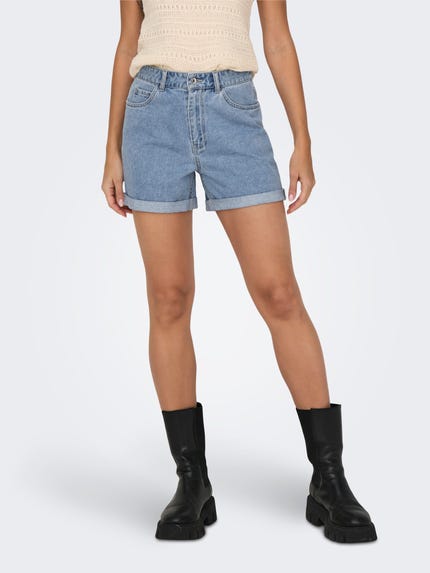 ONLY Pantaloncini Di Jeans Donna - Vita Normale, Sopra Il Ginocchio, In Cotone Ed Elastan