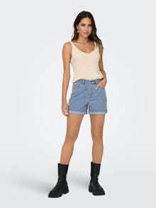 ONLY Regular Fit High waist Fold-up hems Shorts -Light Blue Denim - 15230571