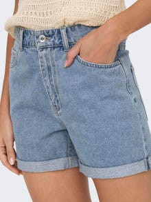 ONLY Regular fit High waist Omvouwbare zomen Shorts -Light Blue Denim - 15230571