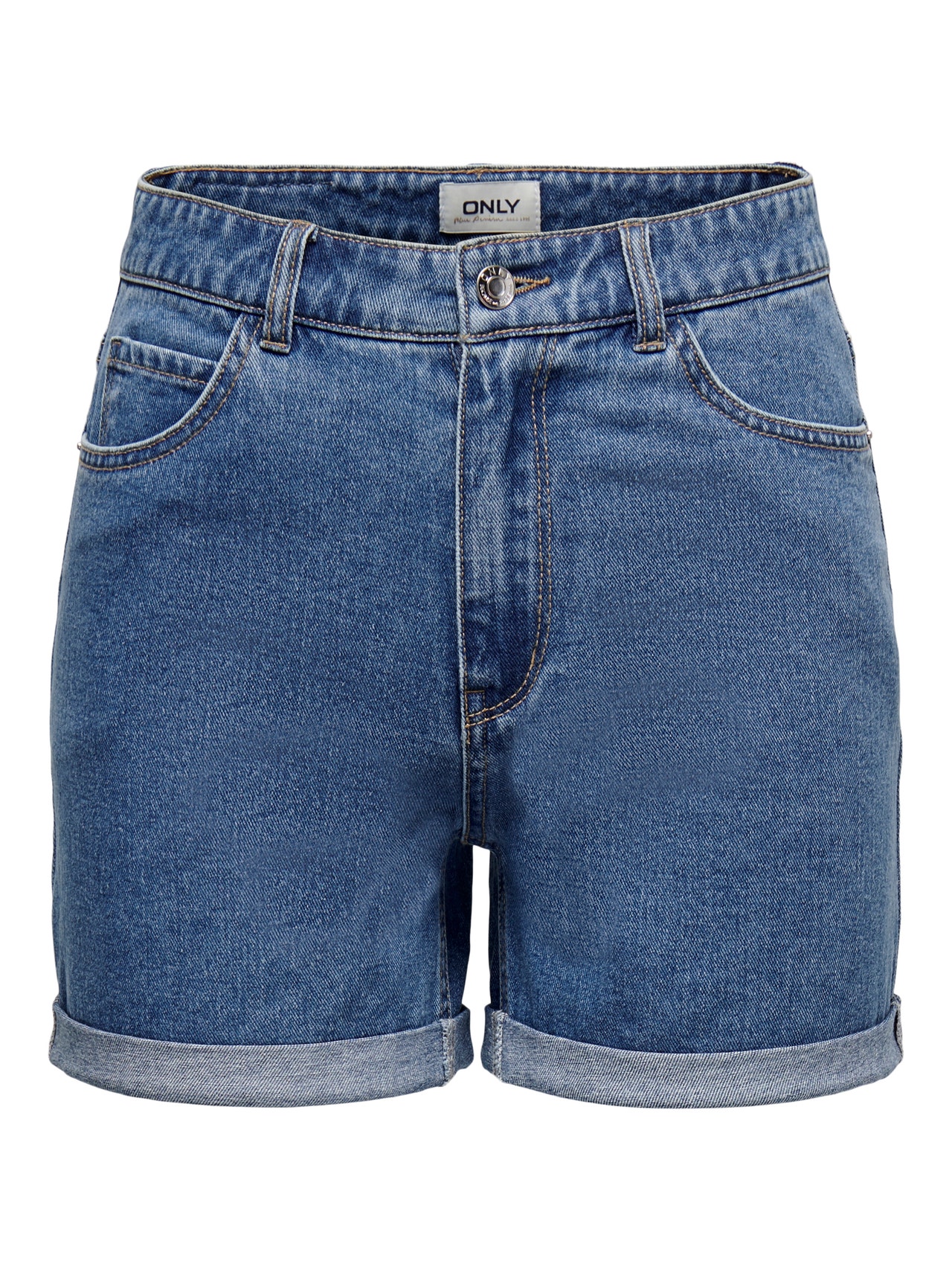ONLY ONLVEGA Cintura alta Regular Fit Calções de Ganga -Medium Blue Denim - 15230571