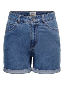 ONLY ONLVEGA Cintura alta Regular Fit Calções de Ganga -Medium Blue Denim - 15230571