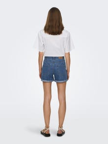ONLY Shorts Regular Fit Taille haute Ourlets repliés -Medium Blue Denim - 15230571