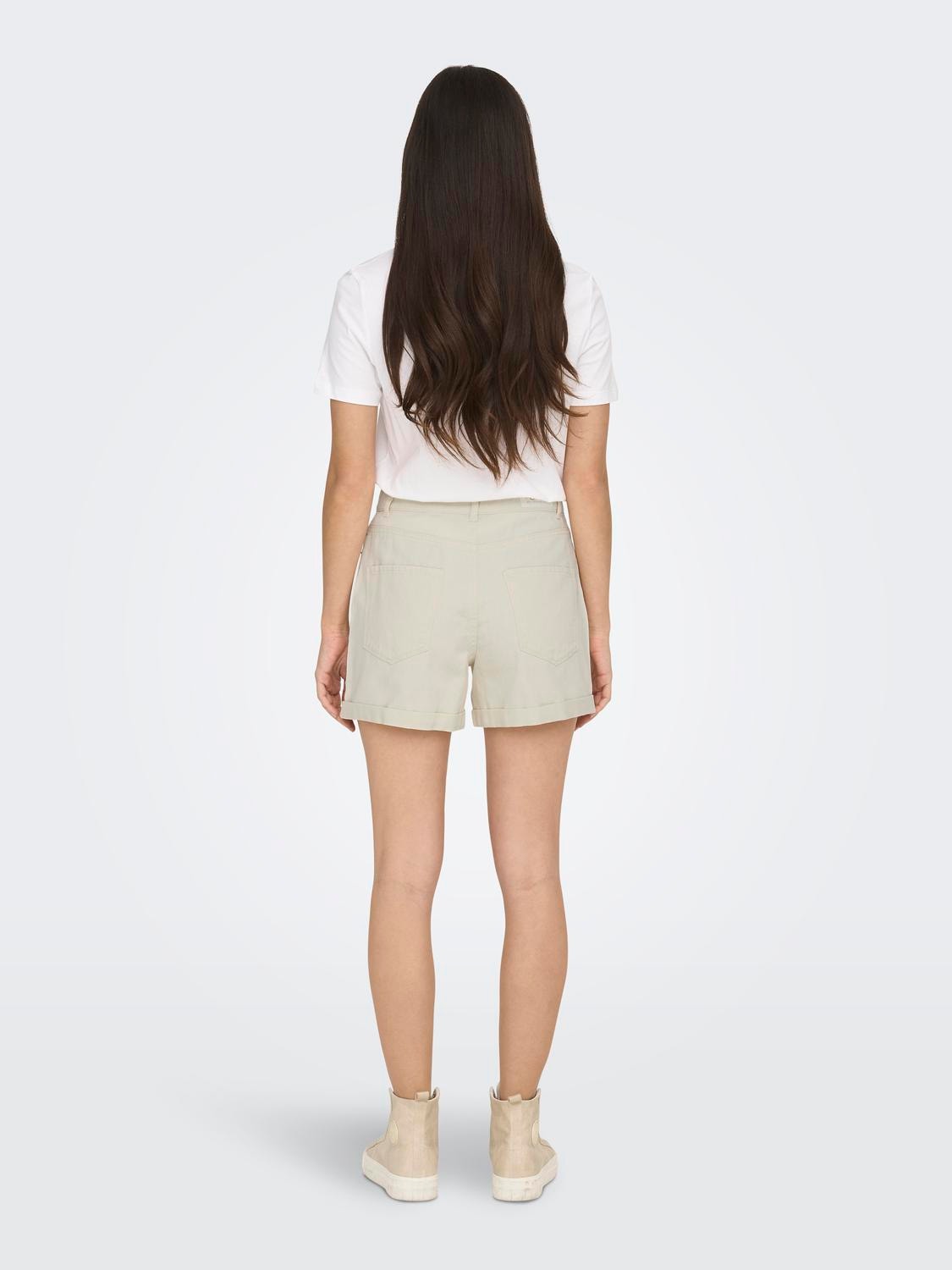 ONLY Shorts Regular Fit Taille haute Ourlets repliés -Ecru - 15230571