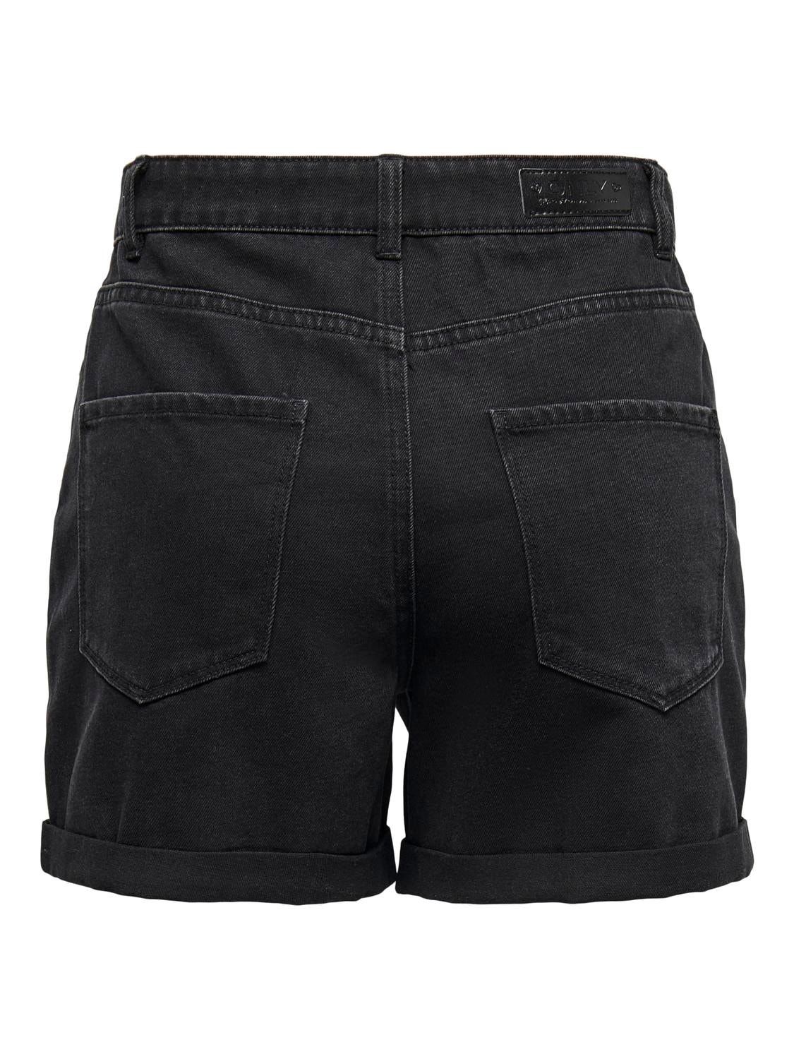 ONLY Shorts Regular Fit Taille haute Ourlets repliés -Black Denim - 15230571