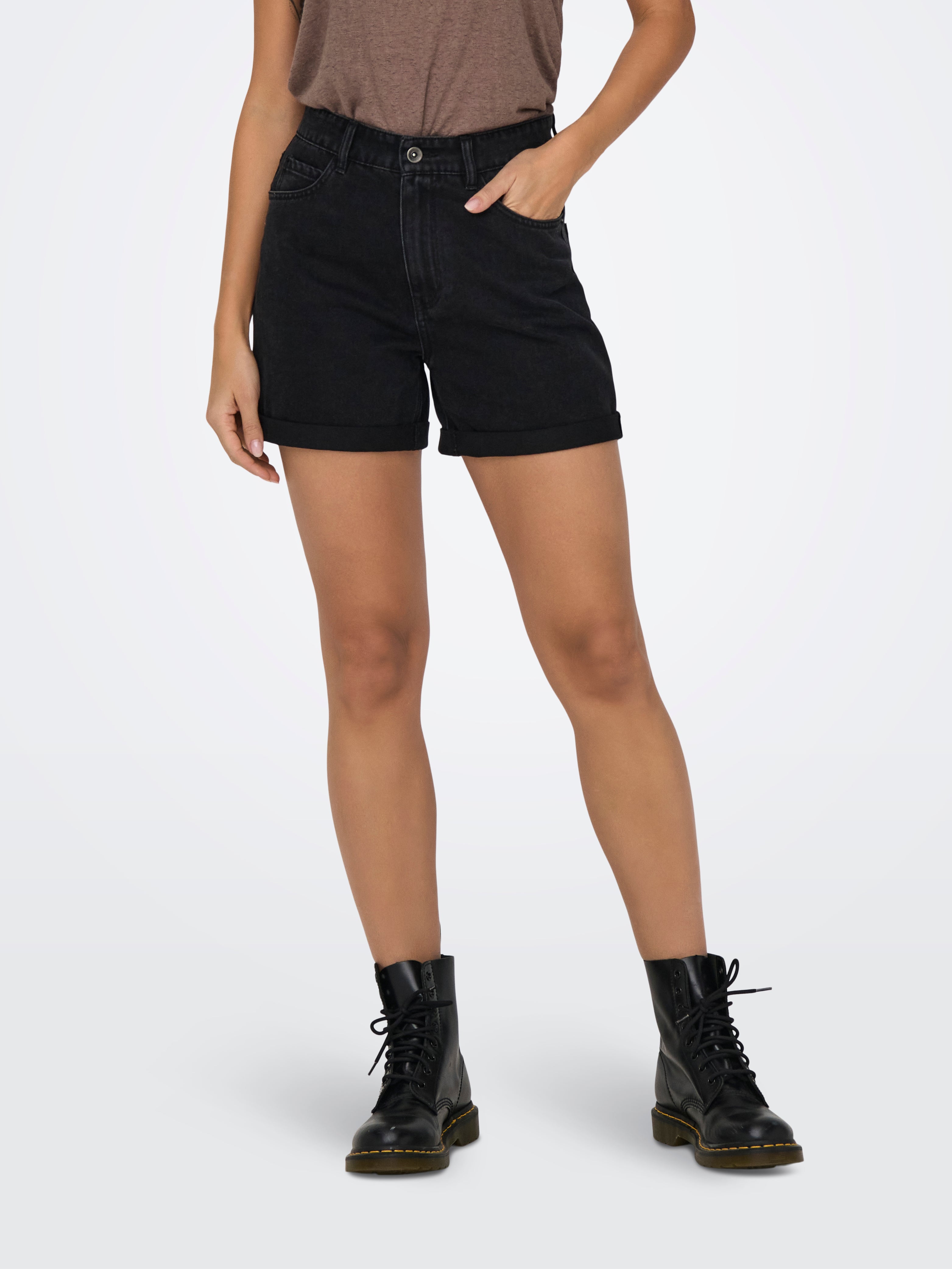 Thumbnail - Onlvega Hohe Taille Normal Geschnitten Jeans-shorts