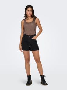 ONLY Regular fit High waist Omvouwbare zomen Shorts -Black Denim - 15230571