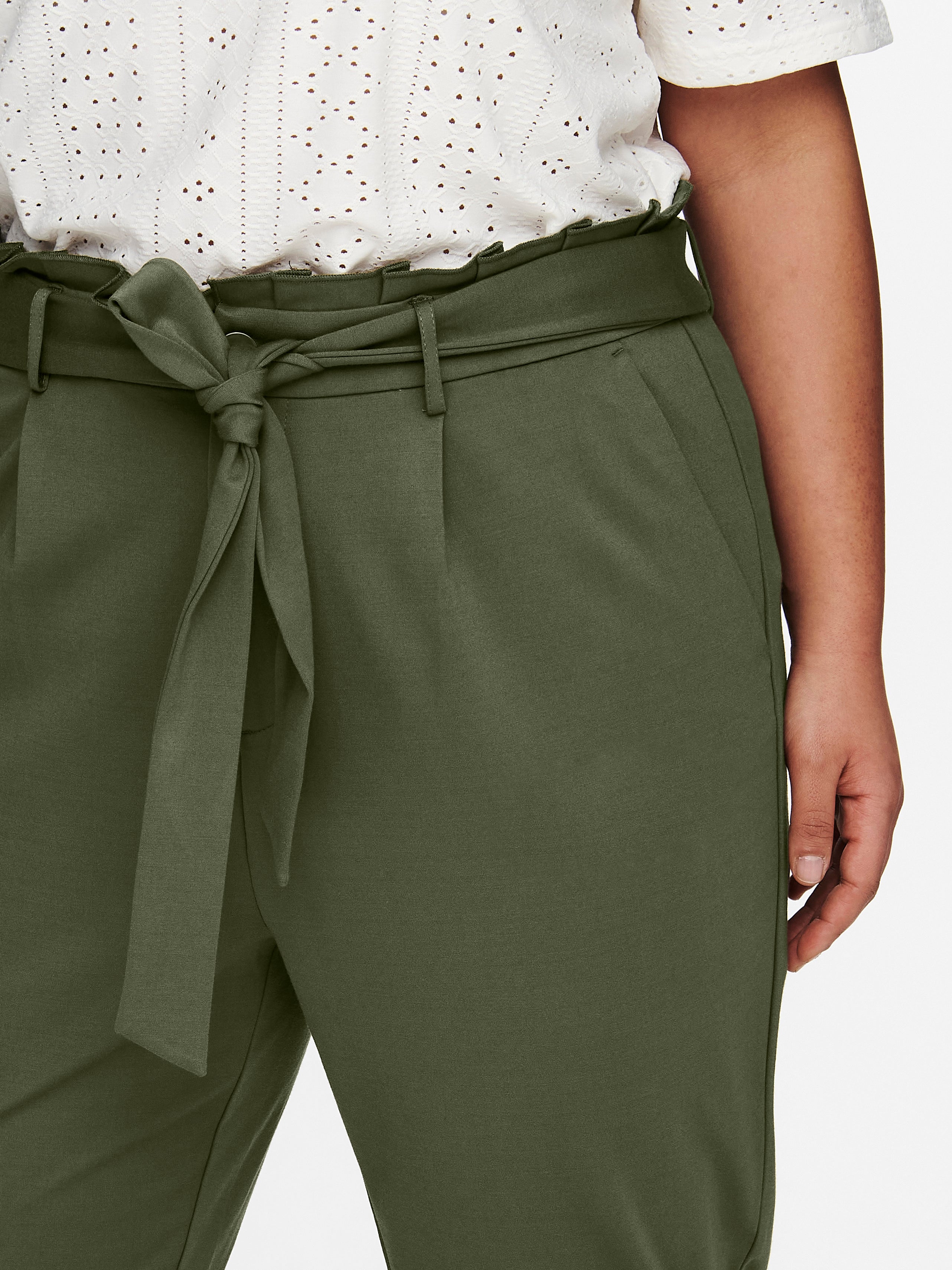 CurvyGoldtrash paperbag Trousers  Medium Green  ONLY