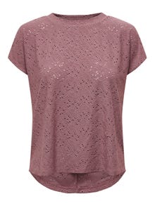 ONLY Regular Fit Round Neck Fold-up cuffs Top -Rose Brown - 15231005