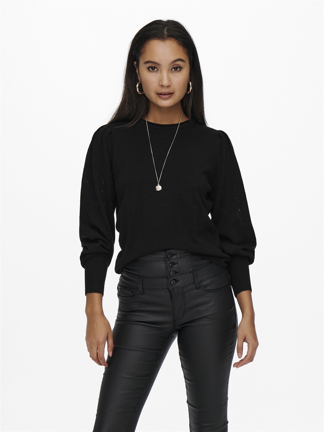 ONLY Solid colored Knitted Pullover -Black - 15231227