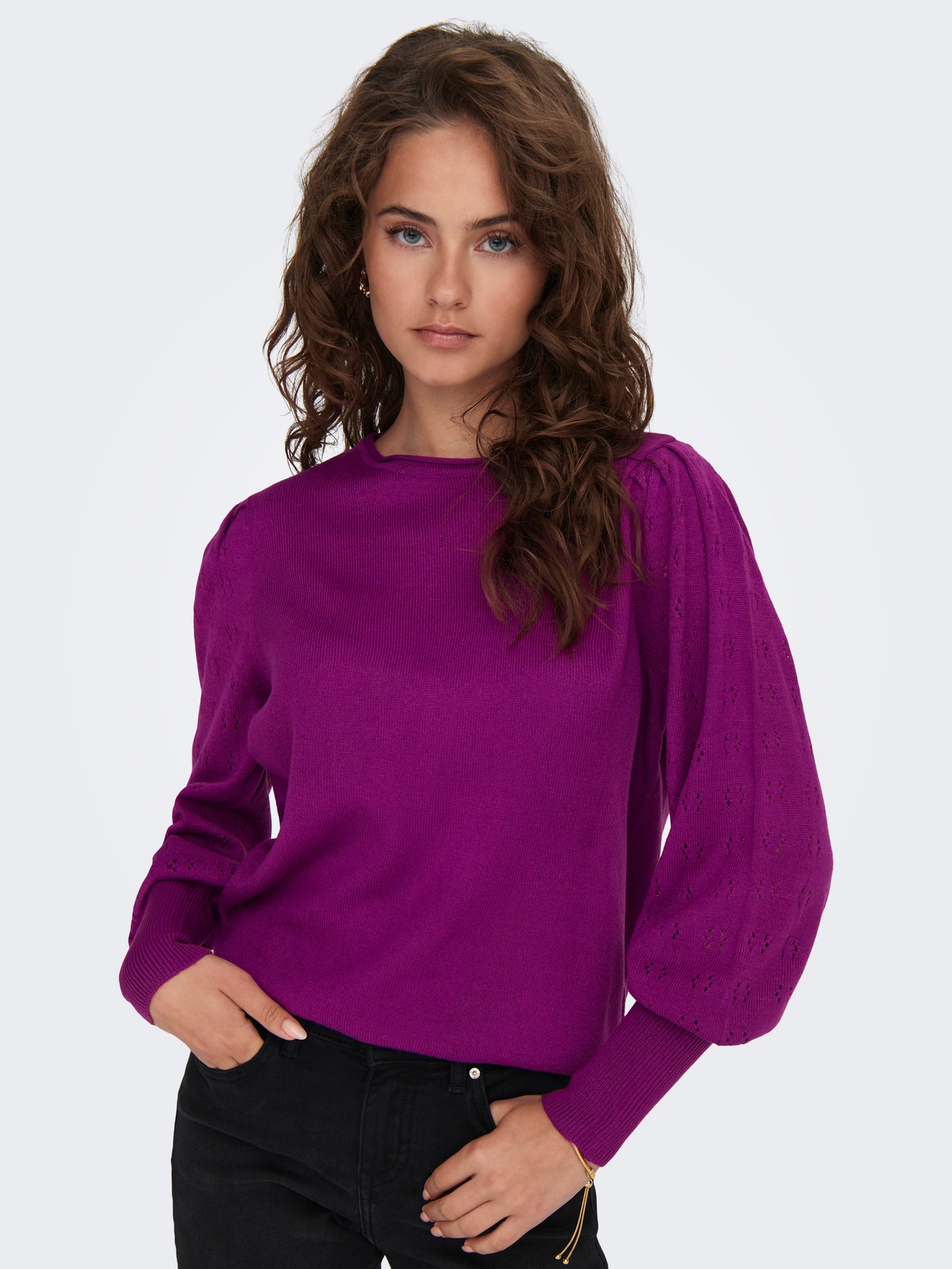 ONLY Couleur unie Pull en maille -Purple Wine - 15231227