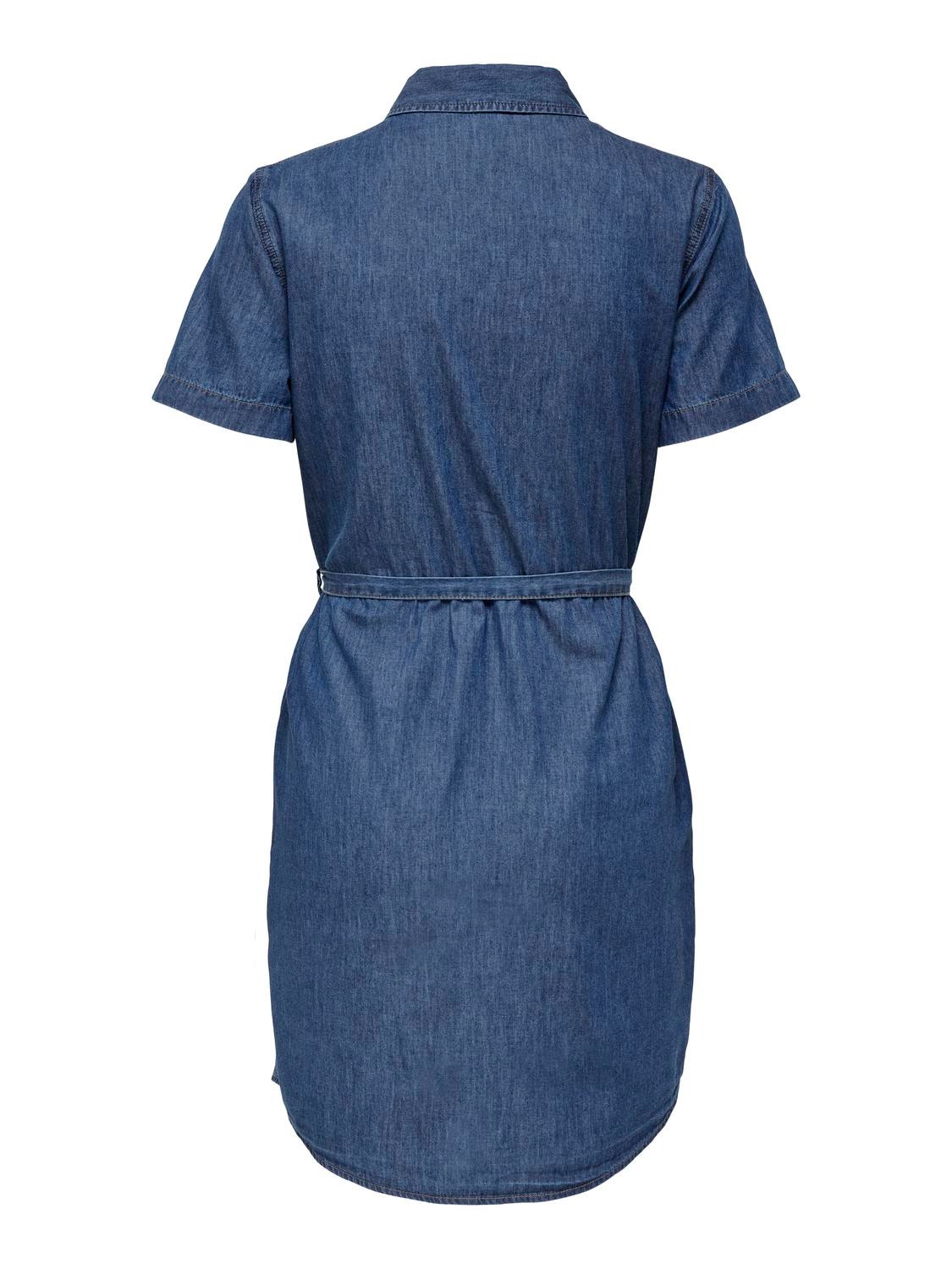 ONLY Robe courte Regular Fit Col chemise -Medium Blue Denim - 15231238