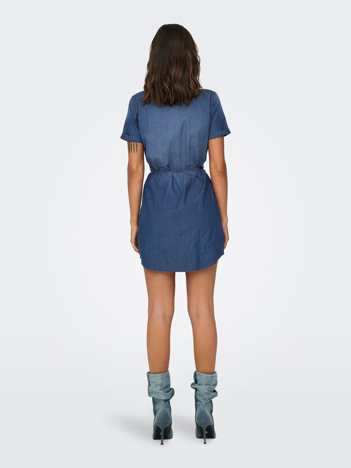 ONLY Kortærmet Skjortekjole -Medium Blue Denim - 15231238