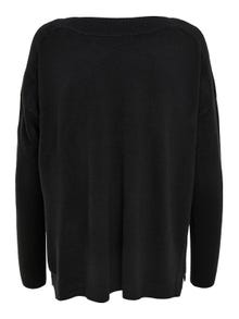ONLY Enfärgad Stickad tröja -Black - 15231415