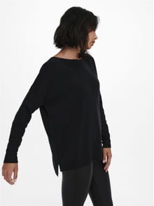 ONLY Enfärgad Stickad tröja -Black - 15231415