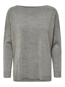 ONLY Regular fit Boothals Verlaagde schoudernaden Pullover -Medium Grey Melange - 15231415