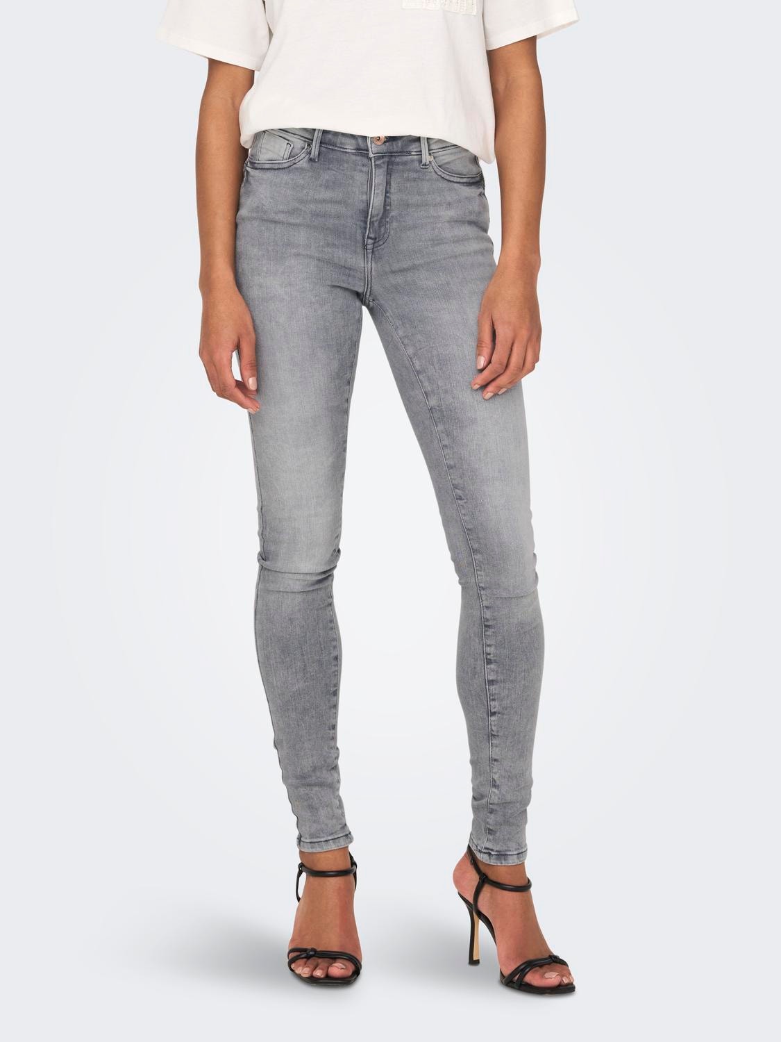 ONLY Skinny fit Mid waist Jeans -Grey Denim - 15231450