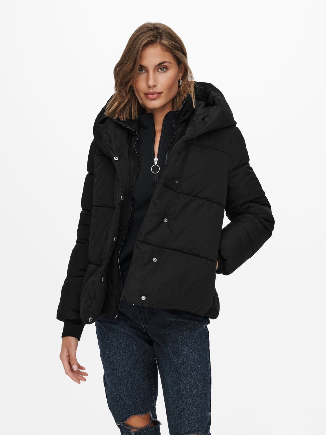 puffy hooded jacket