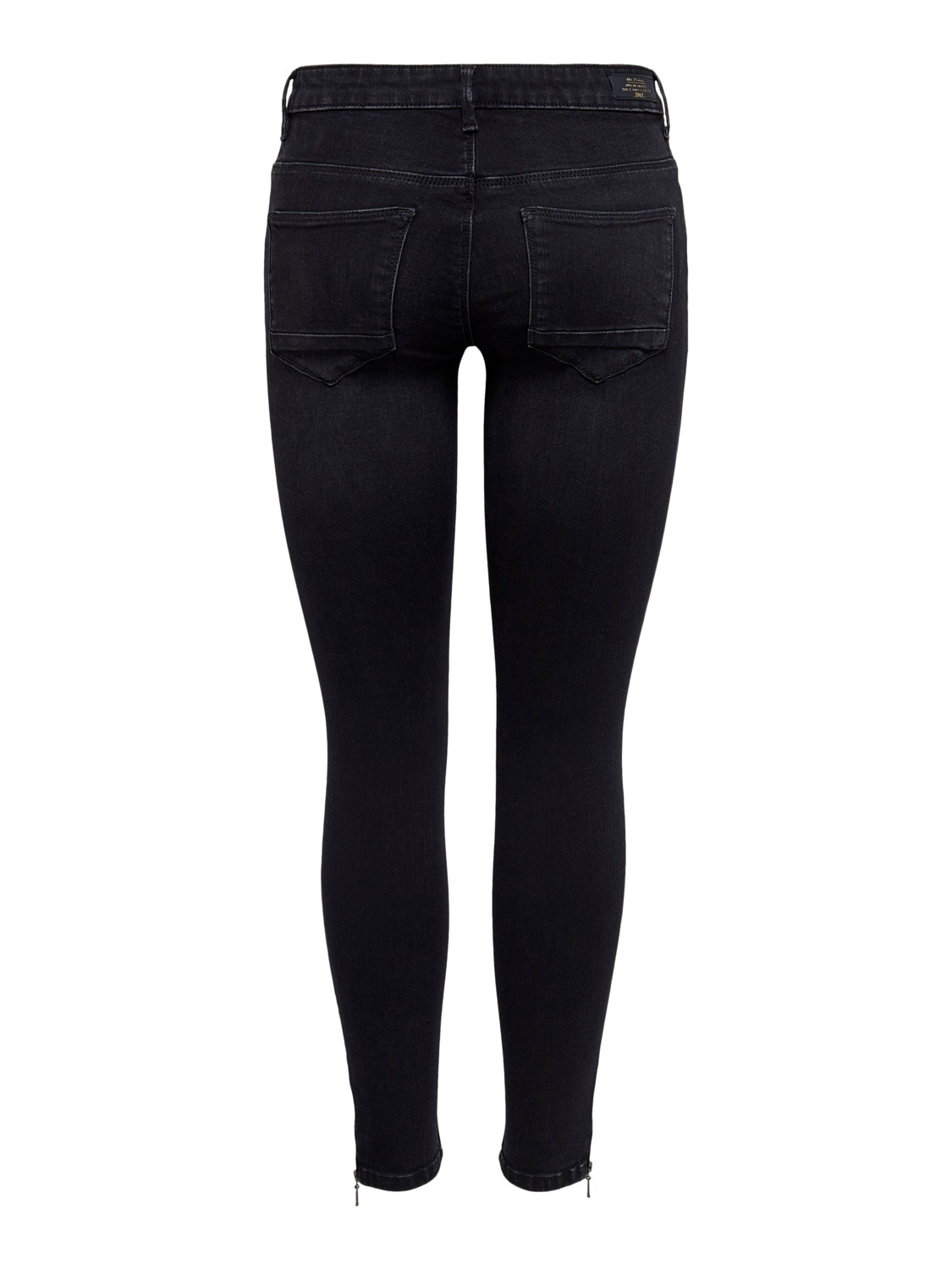 ONLY Skinny Fit Mittlere Taille Reißverschluss am Beinabschluss Jeans -Black - 15231587