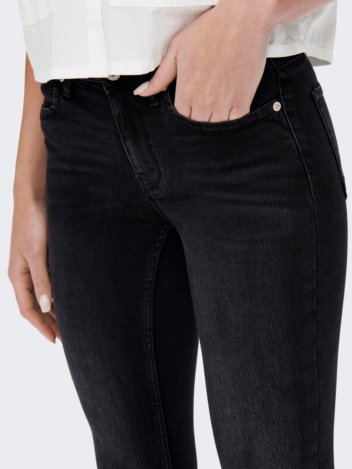 ONLY Jeans Skinny Fit Taille classique Fermeture éclair au bas de jambe -Black - 15231587